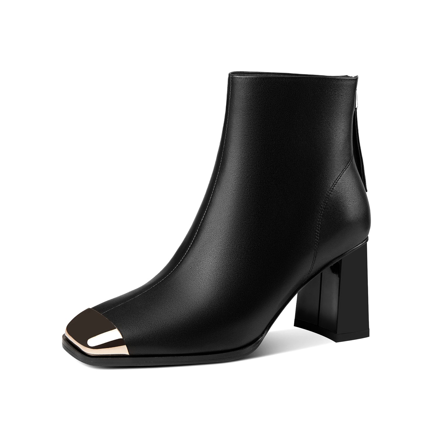 Women's Peep Toe Chunky Heeled Ankle Boots, Cut-out Back Zipper