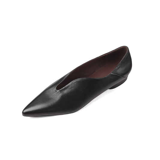 TinaCus Genuine Leather Women Pointed Toe Handmade Slip On Flat Shoes