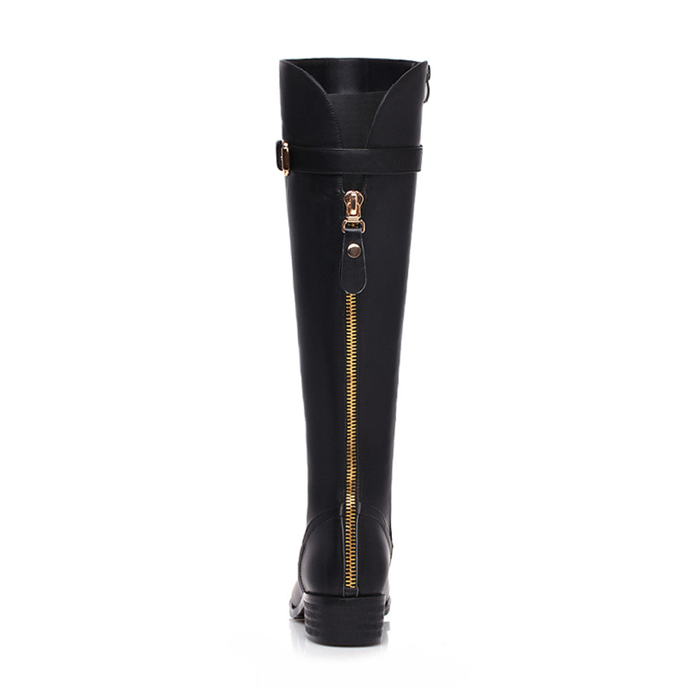 Womens knee high hot sale boots with buckles